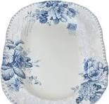 LS LUXURIOUS BIJOU ROSE NAVY BLUE OVAL RICE PLATTER MATERIAL: PORCELAIN COLOUR: WHITE & BLUE SIZE: 35L x 25W x 2.5Th Centimeters PACK OF: 1PC