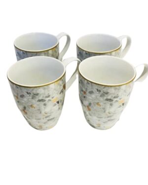 Terrazzo Glossy Finish Marble Print Ceramic Coffee Mug Set of 4Pcs