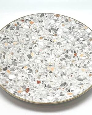 Terrazzo Glossy Finish 22 cm Ceramic Quarter/Salad Plate Set of 6 Pieces