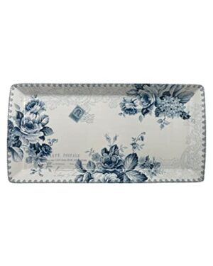 LS LUXURIOUS "BIJOU ROSE NAVY BLUE S/1 Rectangular Platter 34X17CM MATERIAL: PORCELAIN COLOUR: BLUE