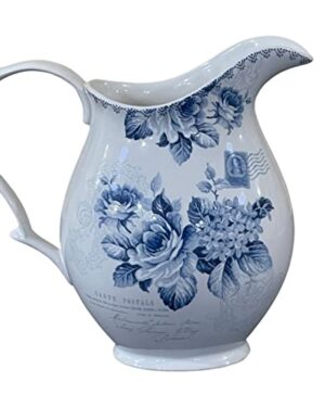 LS LUXURIOUS BIJOU ROSE NAVY BLUE Jug 1300ML MATERIAL: PORCELAIN COLOUR: WHITE & BLUE SIZE: 1300ML PACK OF: 1PC