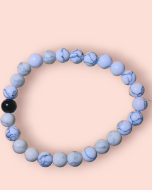 Unisex Bracelet Natural stone Howlite Round shape Smooth cut beads 7 inch stretchable bracelet for men & women