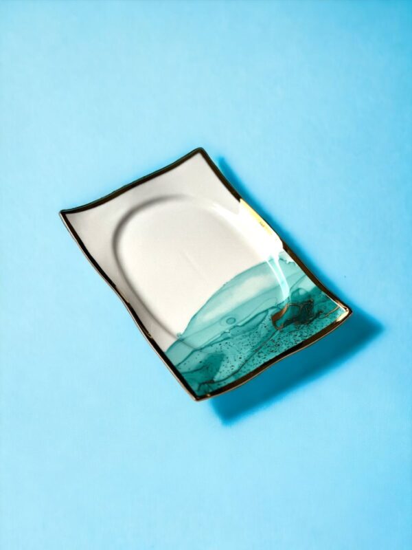 Porcelain Monet Rectangular Platter 9"- Teal-1Pc