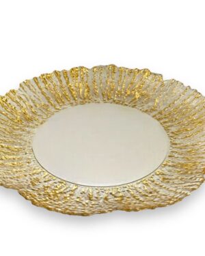 Crystal Glass Enigma Charger Plate 1Pc Material: Glass Colour: Gold Pack of: 1pc Size: 33cm