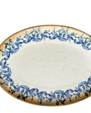 LS Luxurious Kaan Large Oval Plate 32Cm Materia: Porcelain Colour: Blue with Yellow & Cream Size: 32cm Pack of: 1pc