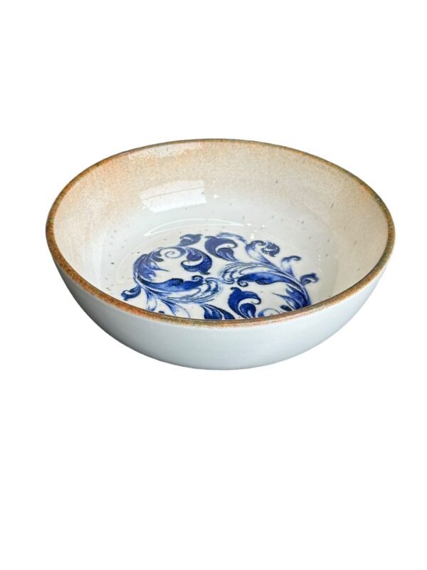 LS Luxurious Kaan Small Bowl (Katori) 10Cm Materia: Porcelain Colour: Blue with Brwon & Cream Size: 10cm Pack of: 6Pcs