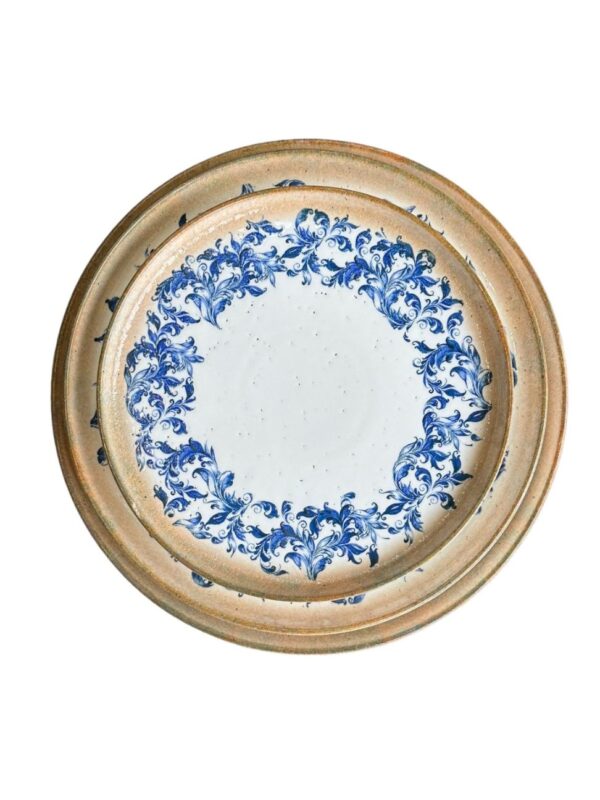 LS Luxurious Kaan Kaden Qtr Plate 21Cm Materia: Porcelain Colour: Blue with Brown & Cream Size: 21cm Pack of: 6Pcs