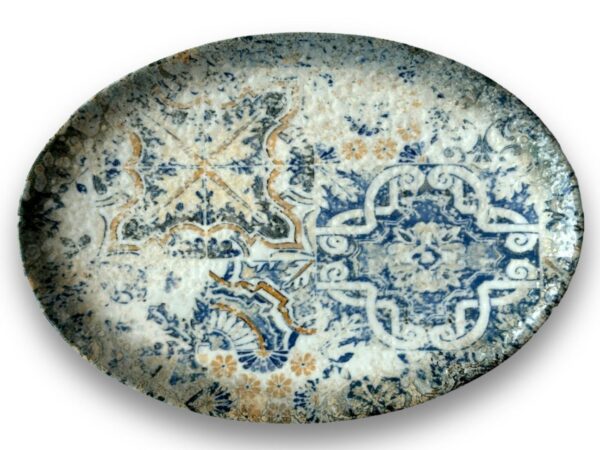 LS Luxurious Eren Small Ovel Plate 24Cm Materia: Porcelain Colour: Blue with Yellow & Cream Size: 24cm Pack of: 1pc