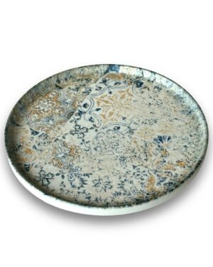 LS Luxurious Eren Kaden Half Plate 25Cm Materia: Porcelain Colour: Blue with Yellow & Cream Size: 25cm Pack of: 1Pc