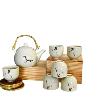 LS LUXURIOUS BROWN AND GREEN 8PC TEA SET WITH GIFT BOX