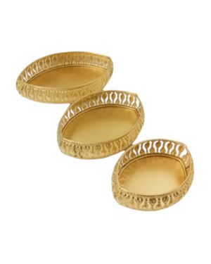 Boat Shape Gifting Etching Gold Tray Set of 3 (Big36cm, M-32cm, S-26cm)