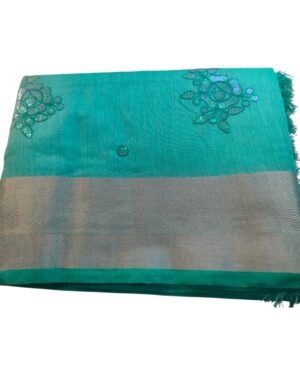 LS LUXURIOUS Women's Fashion Rama Colour Saree with Zari Woven Design