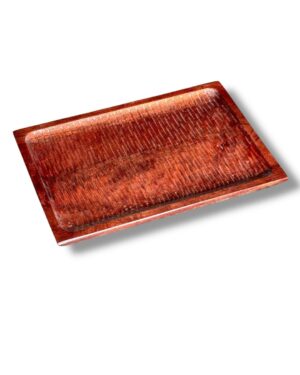 LS LUXURIOUS Wallnut Mangifera Indica Carved Elegant Tray 15x11x1inch 1Pc