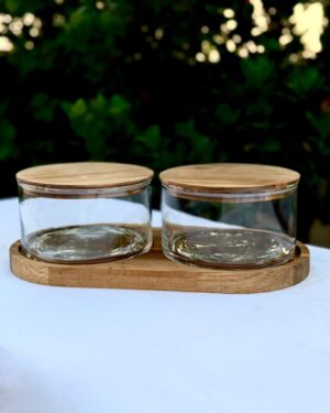 LS LUXURIOUS Hugo Nut Bowl 2Pcs Set With Wooden Base