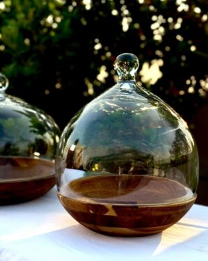 LS LUXURIOUS Cynthia Wooden Bowl with Dome Tall 1Pc