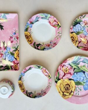 Cart Bloomscape Teal 23Pcs Dinner Set