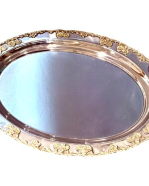Stainless Steel Serving Oval Tray with Handles 50X31X2cm