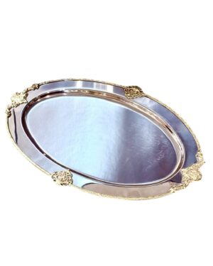 Stainless Steel Rectangular Oval Serving Tray Large 43X27X4cm