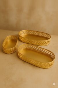 LS LUXURIOUS Rectangular Shape Gifting Etching Gold Tray S-26cm 37cc52ae 3757 41f6 8720 b7dd57ed3fa3