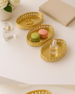 LS LUXURIOUS Eye Shape Gifting Etching Gold Tray 1PC S-26