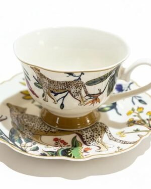 LS LUXURIOUS JENNA CLIFFORD CUP SAUCER LEOPARD (2+2)